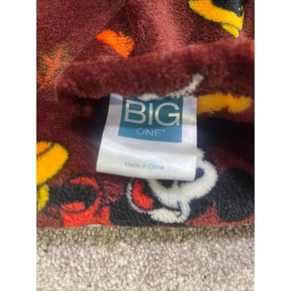 The Big One Disney Mickey Minnie Mouse Fall Autumn Plush Throw Blanket Burgundy